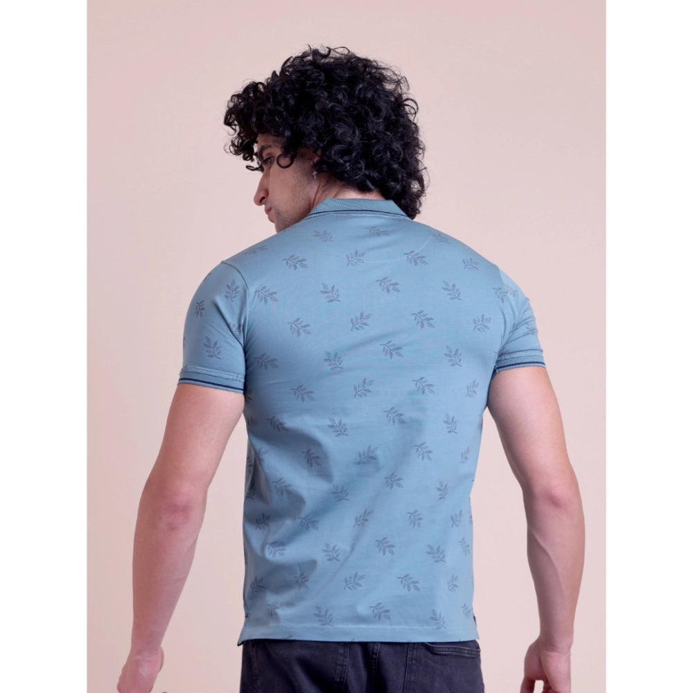 Amfyn Men's Casual Cotton Printed Half Sleeve Round Neck T-Shirt (Green)