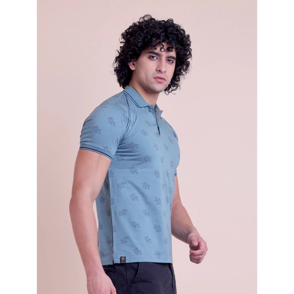 Amfyn Men's Casual Cotton Printed Half Sleeve Round Neck T-Shirt (Green)