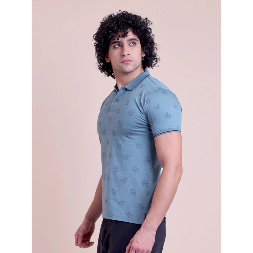 Amfyn Men's Casual Cotton Printed Half Sleeve Round Neck T-Shirt (Green)