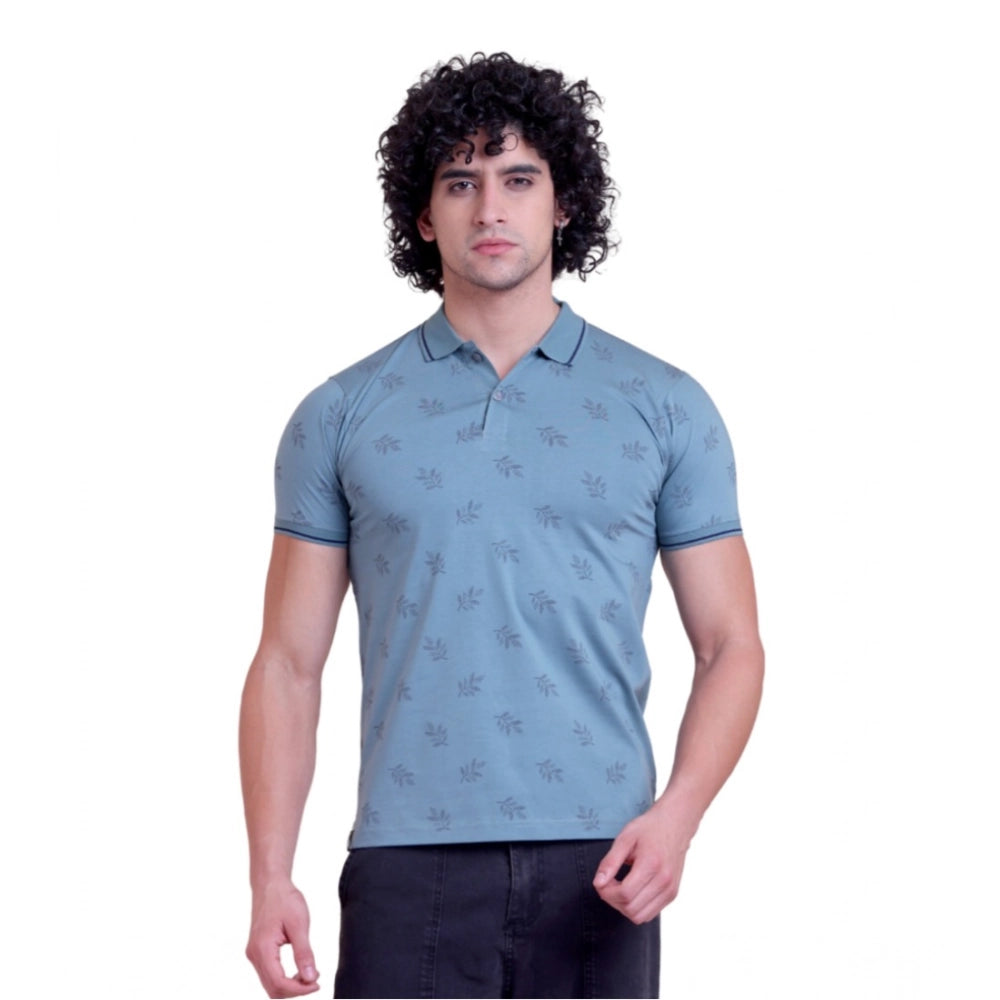 Amfyn Men's Casual Cotton Printed Half Sleeve Round Neck T-Shirt (Green)