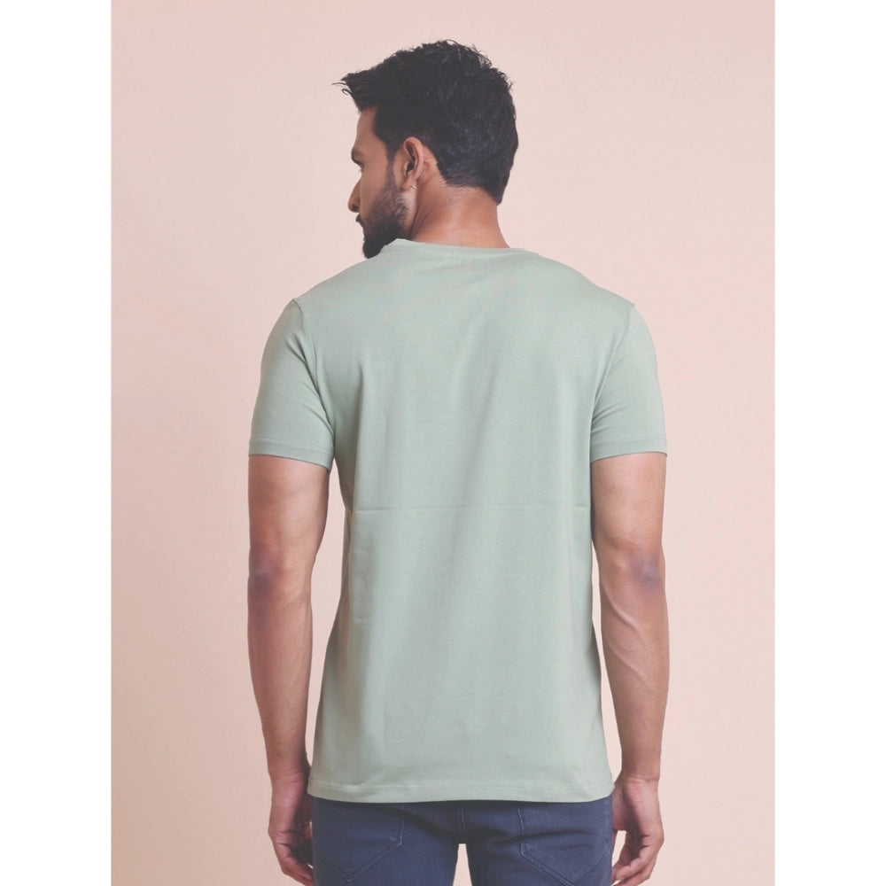 Amfyn Men's Casual Cotton Solid Half Sleeve Round Neck T-Shirt (Newsage)