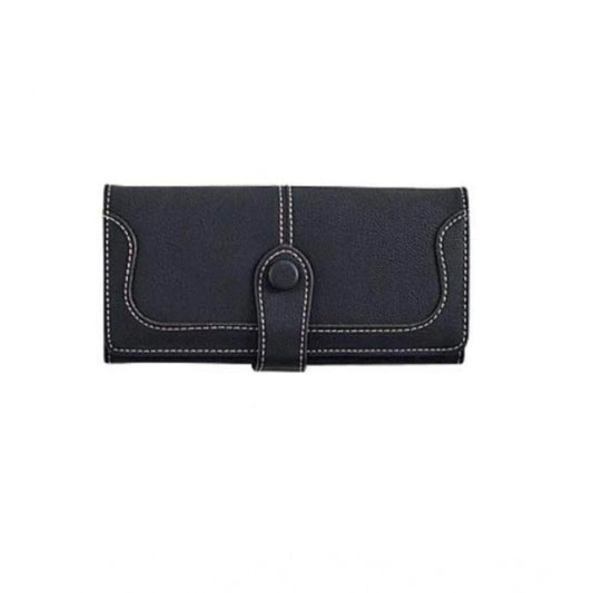Amfyn Women's Faux Leather Medium Snap Button Wallet (Black)