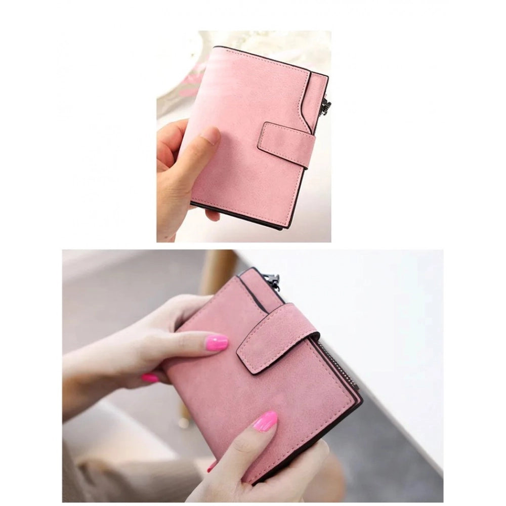 Amfyn Women's Vegan Leather Small Zipper Wallet (RoseGlod)