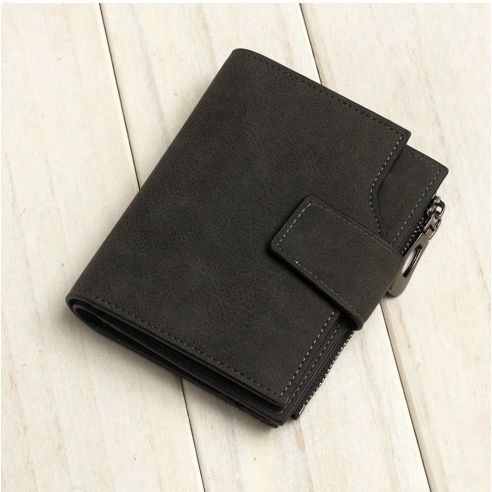 Amfyn Women's Vegan Leather Small Zipper Wallet (Black)