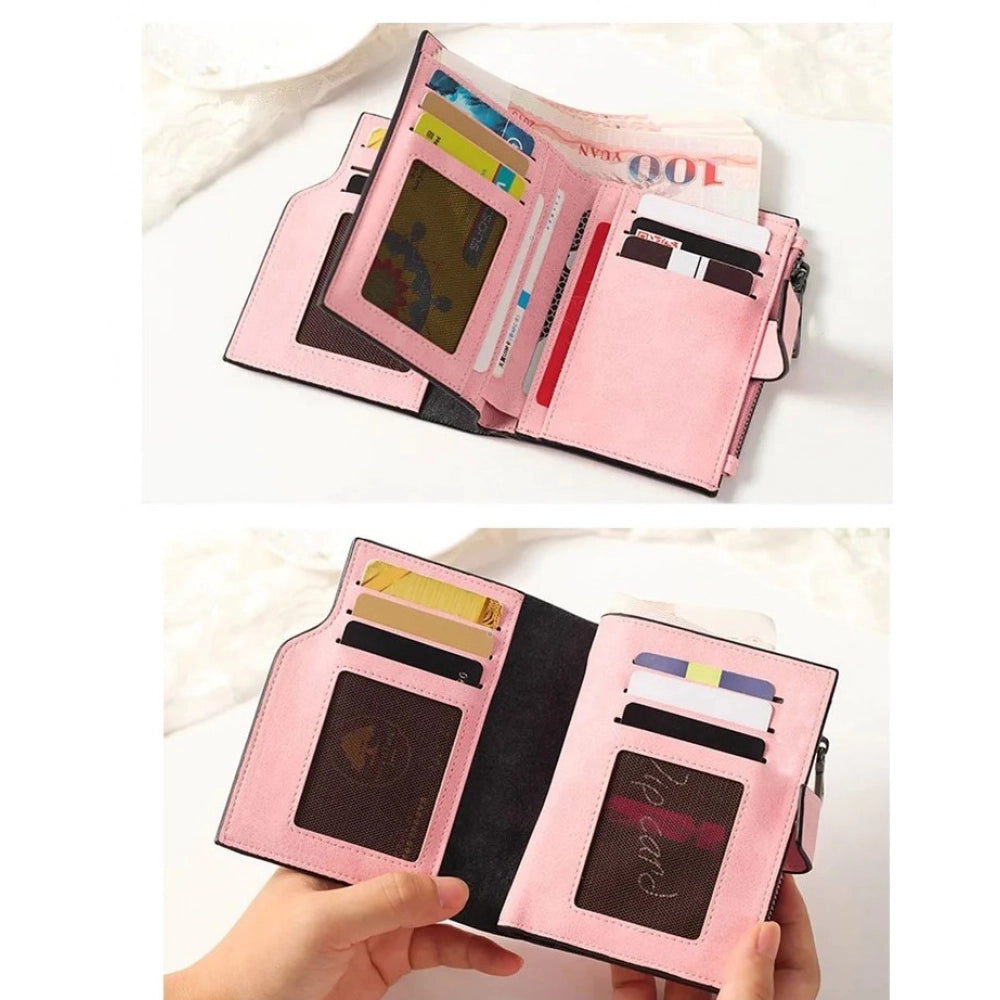 Amfyn Women's Vegan Leather Small Zipper Wallet (RoseGlod)