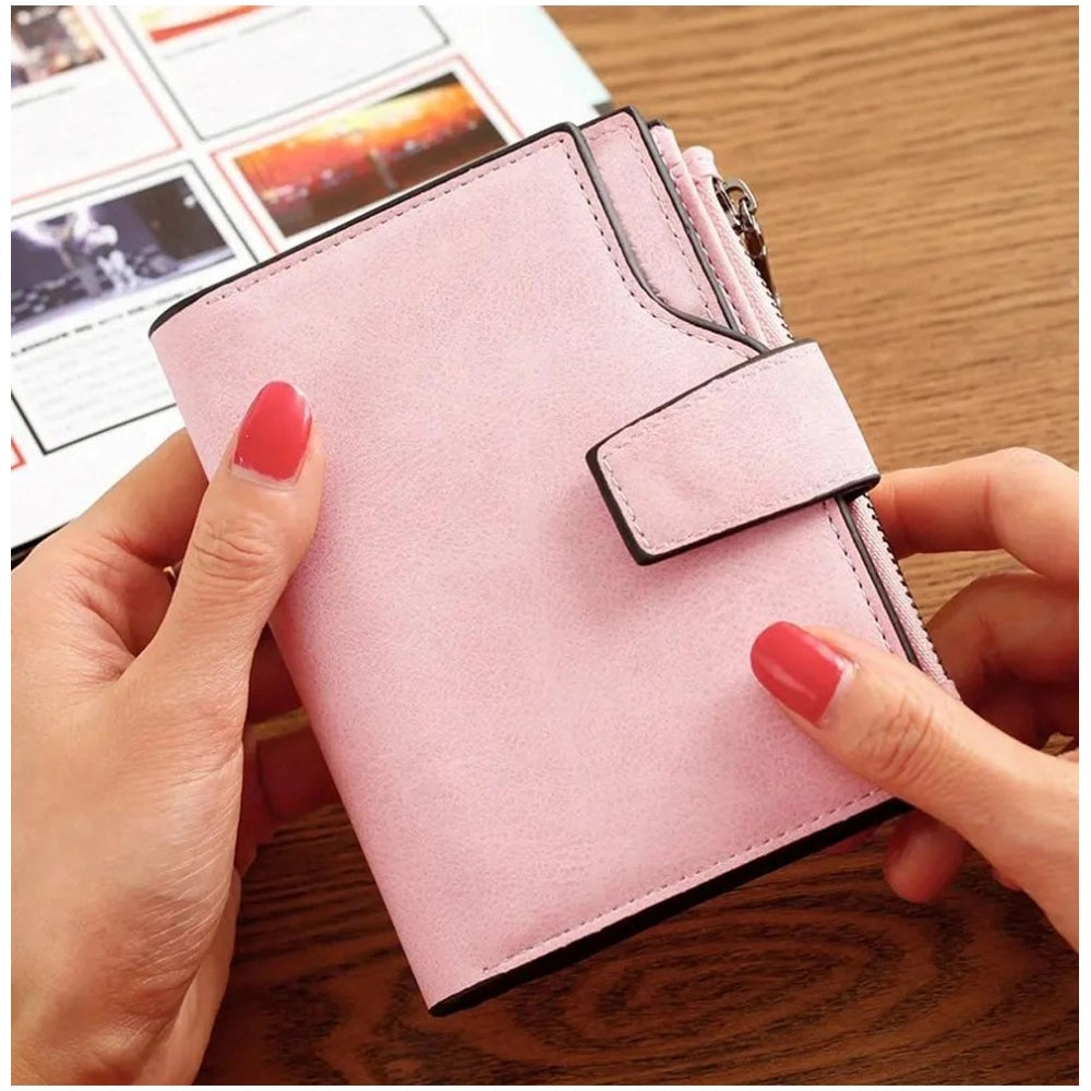 Amfyn Women's Vegan Leather Small Zipper Wallet (RoseGlod)