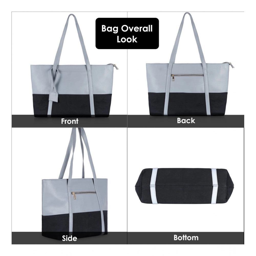 Amfyn Women's Faux Leather Large Shoulder Zipper Handbag (Light Blue)