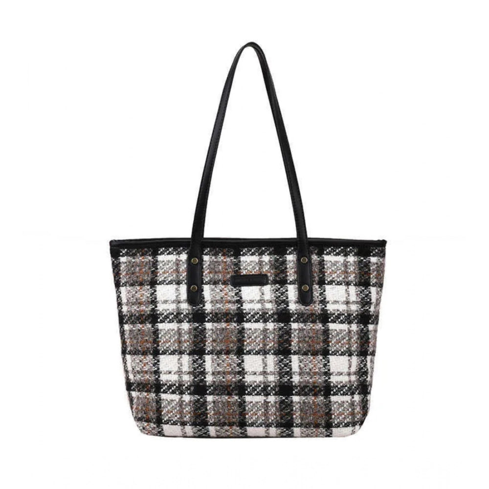 Amfyn Women's Woolen  Medium Shoulder Zipper Handbag (White)