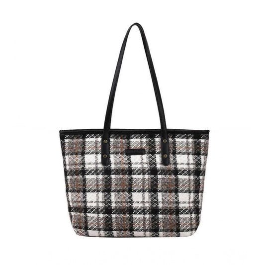 Amfyn Women's Woolen  Medium Shoulder Zipper Handbag (White)