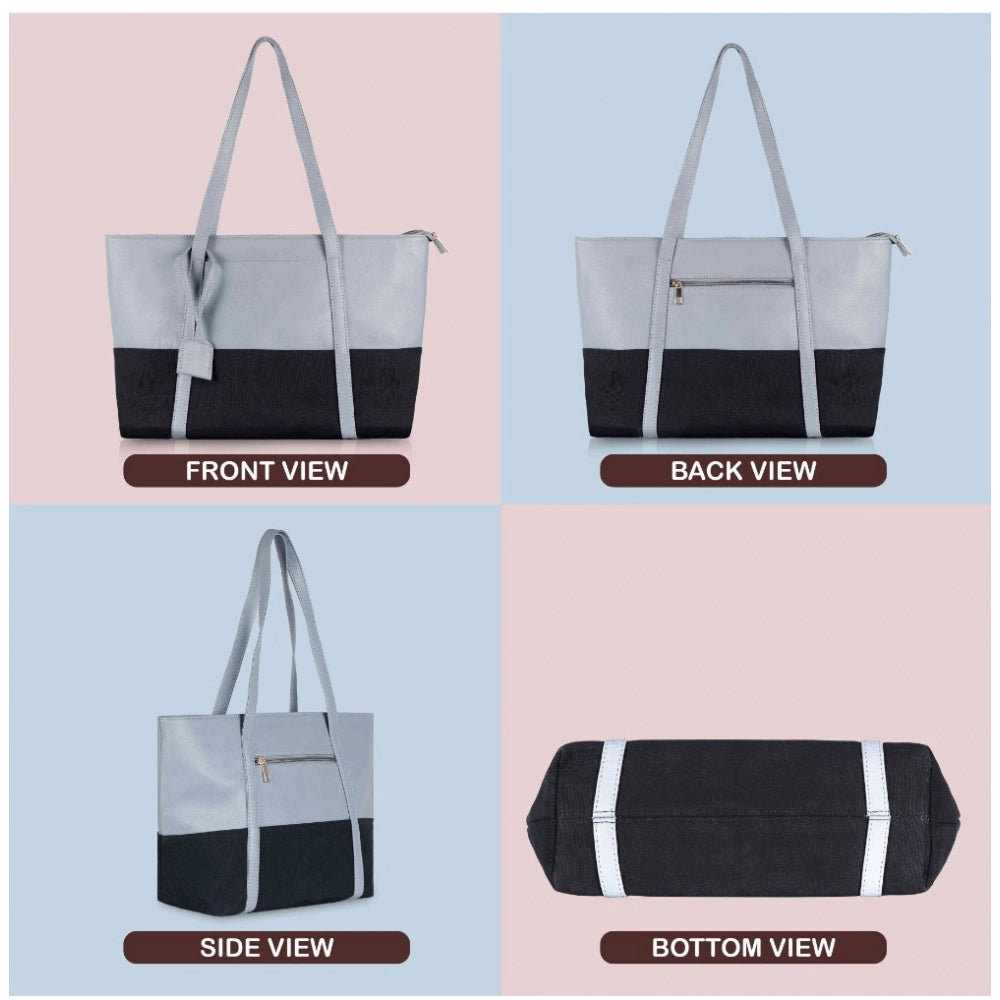 Amfyn Women's Faux Leather Large Shoulder Zipper Handbag (Light Blue)