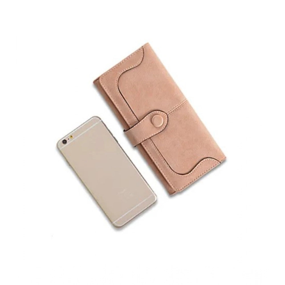 Amfyn Women's Faux Leather Medium Snap Button Wallet (Khakhi)