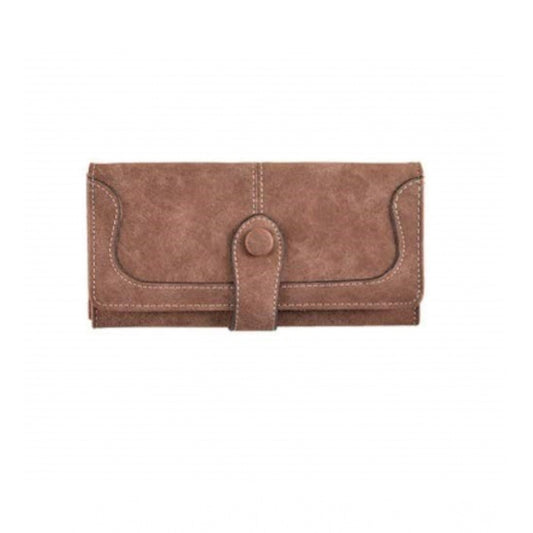 Amfyn Women's Faux Leather Medium Snap Button Wallet (Brown)