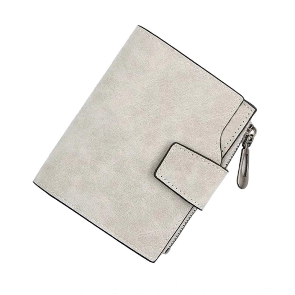 Amfyn Women's Vegan Leather Small Zipper Wallet (Grey)
