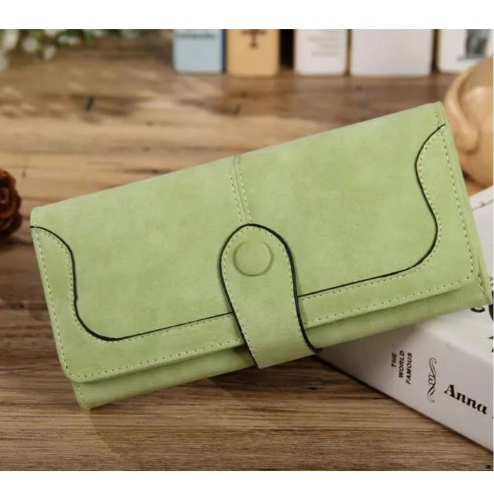Amfyn Women's Faux Leather Medium Snap Button Wallet (Green)