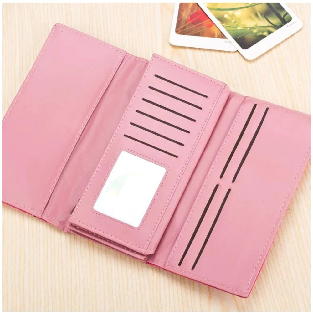 Amfyn Women's Faux Leather Medium Snap Button Wallet (Purple)