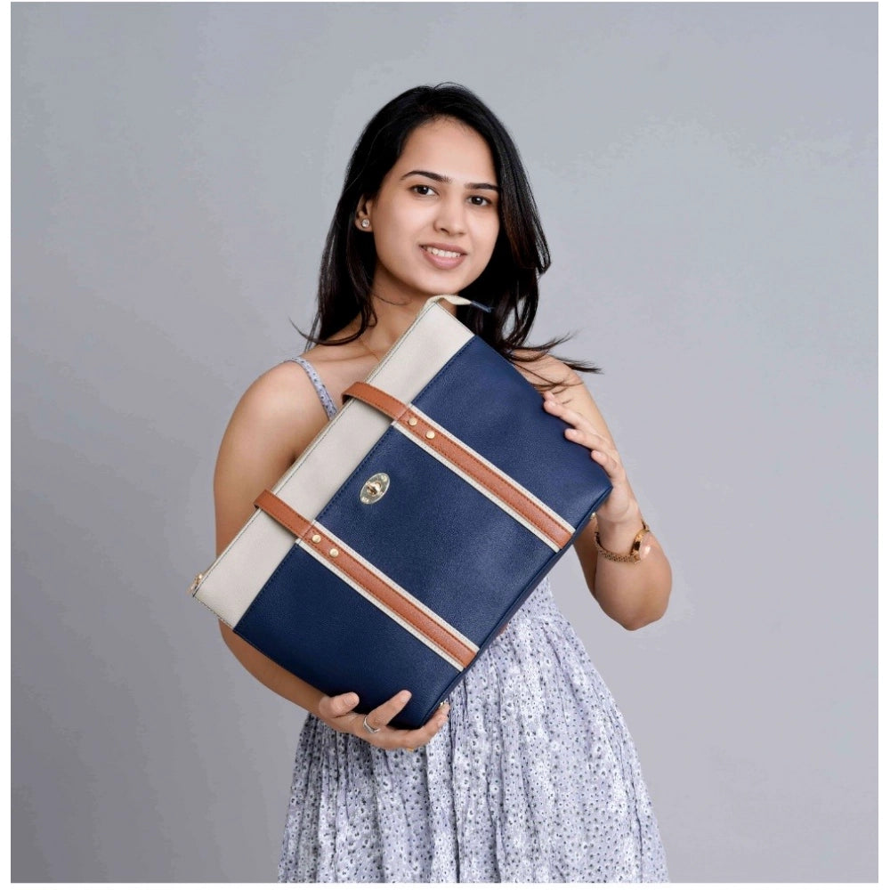 Amfyn Women's Faux Leather Large Shoulder Zipper Handbag (Dark Blue)