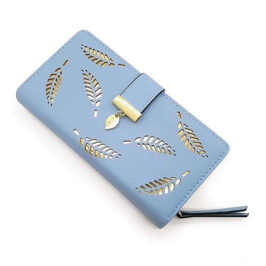 Amfyn Women's Faux Leather Medium Snap Button Wallet (Blue)