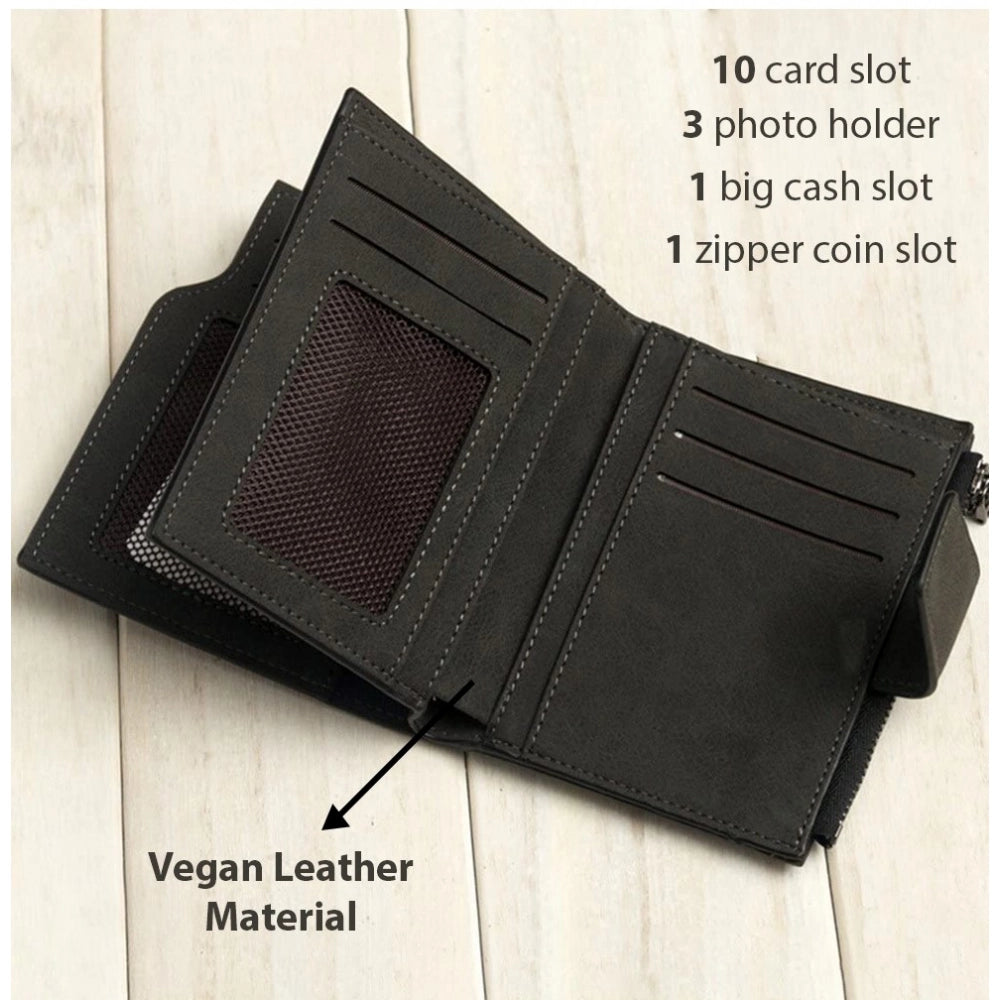 Amfyn Women's Vegan Leather Small Zipper Wallet (Black)