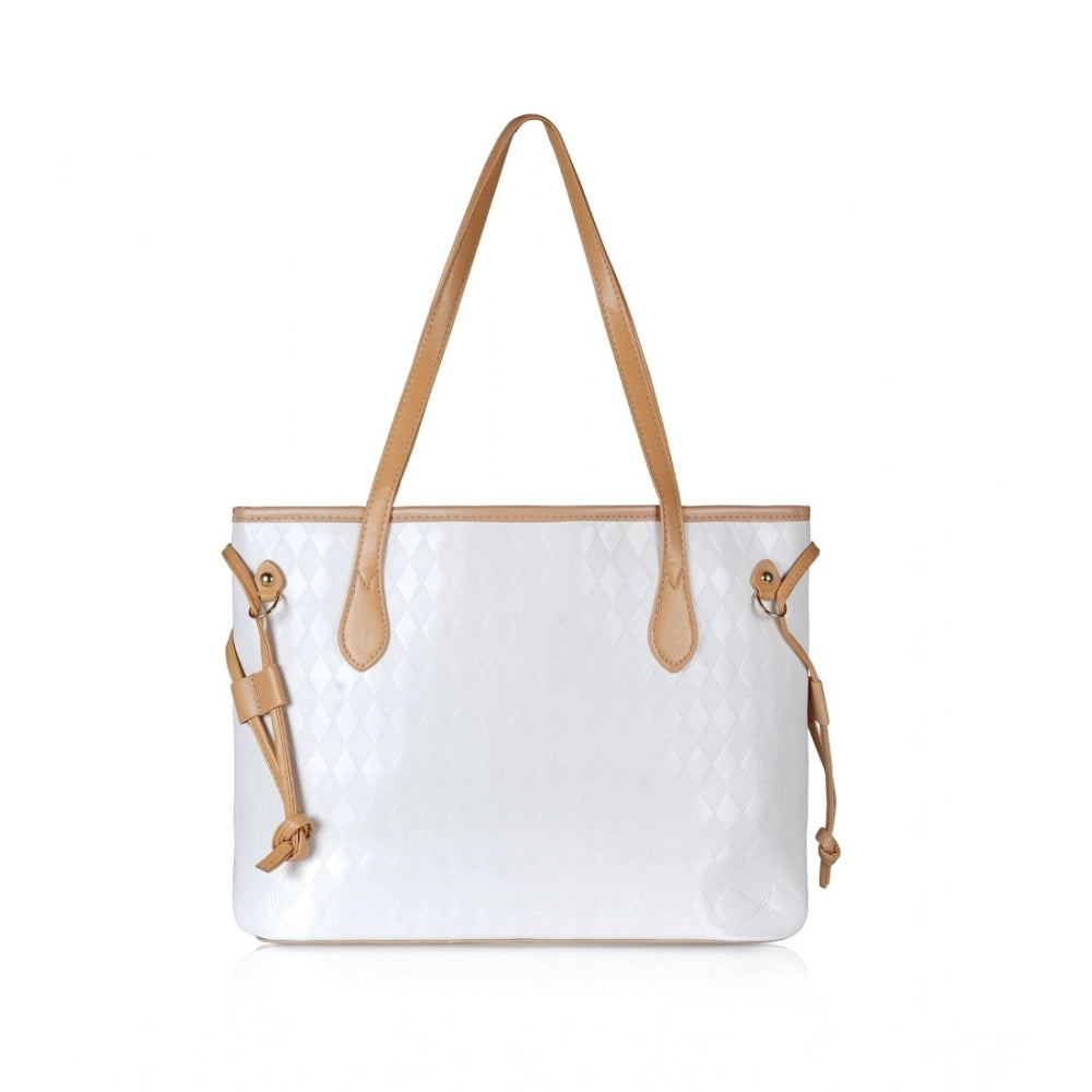 Amfyn Women's Canvas Medium Shoulder Zipper Handbag (White)