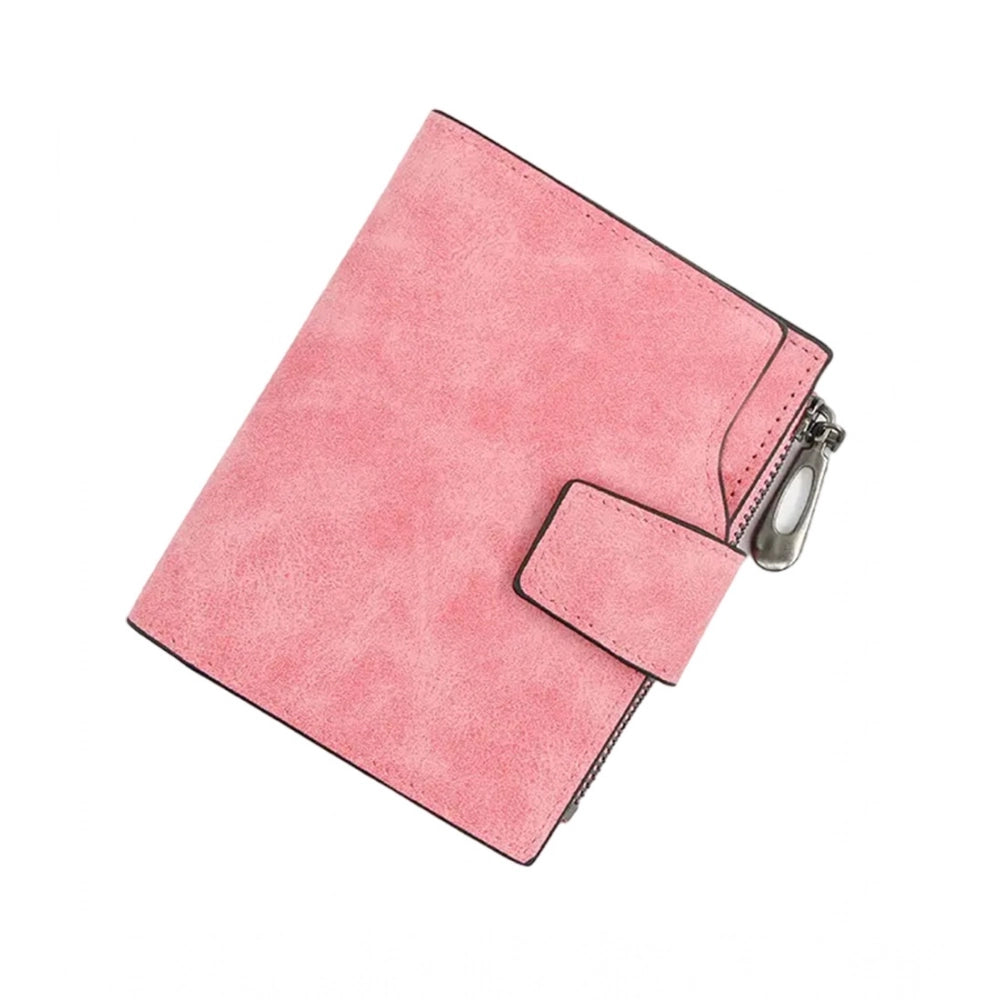 Amfyn Women's Vegan Leather Small Zipper Wallet (RoseGlod)