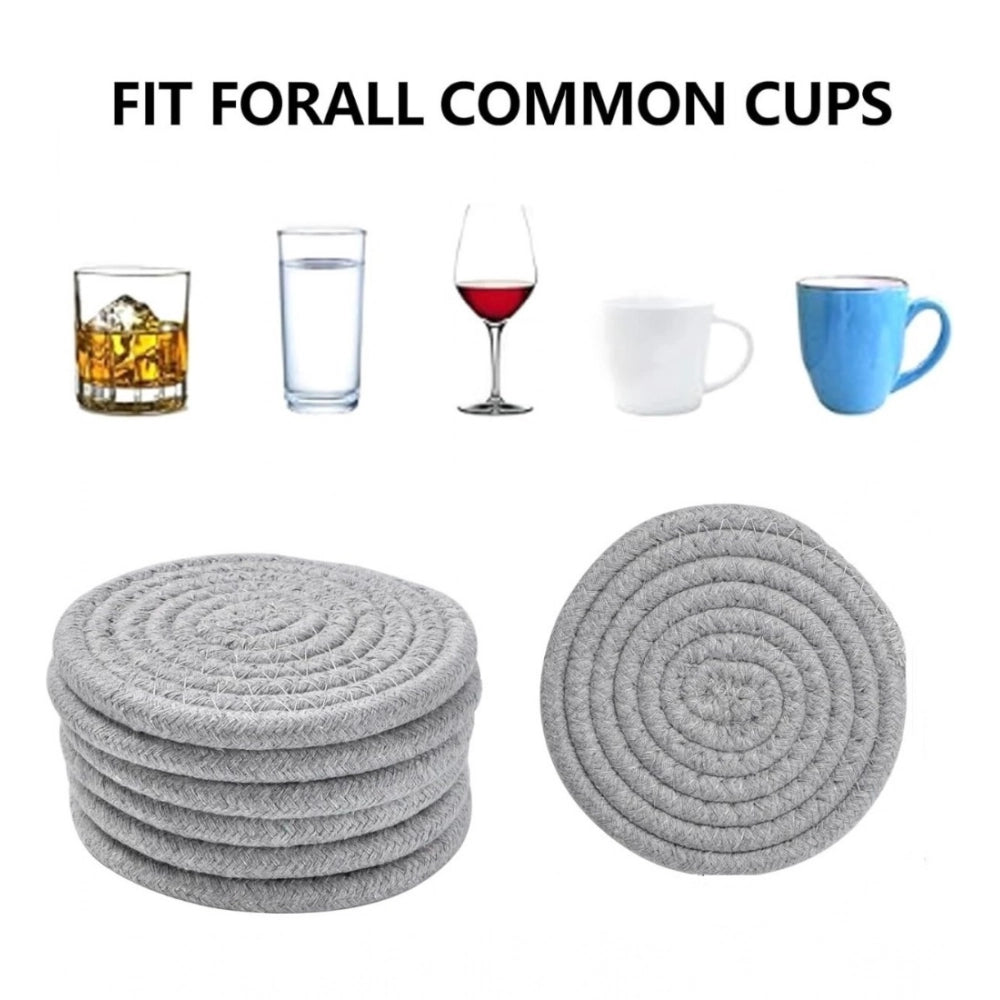 Amfyn Cotton Rope Drink Coasters 6 Pcs Set (Grey)