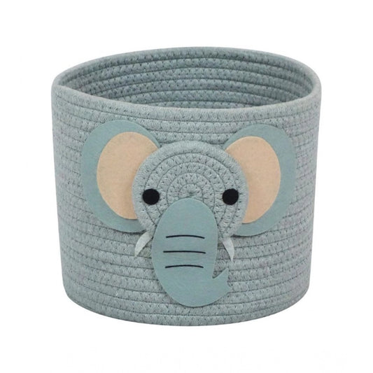 Amfyn Cotton Elephant Basket 10x8 Inch Pack of 1 (Grey)