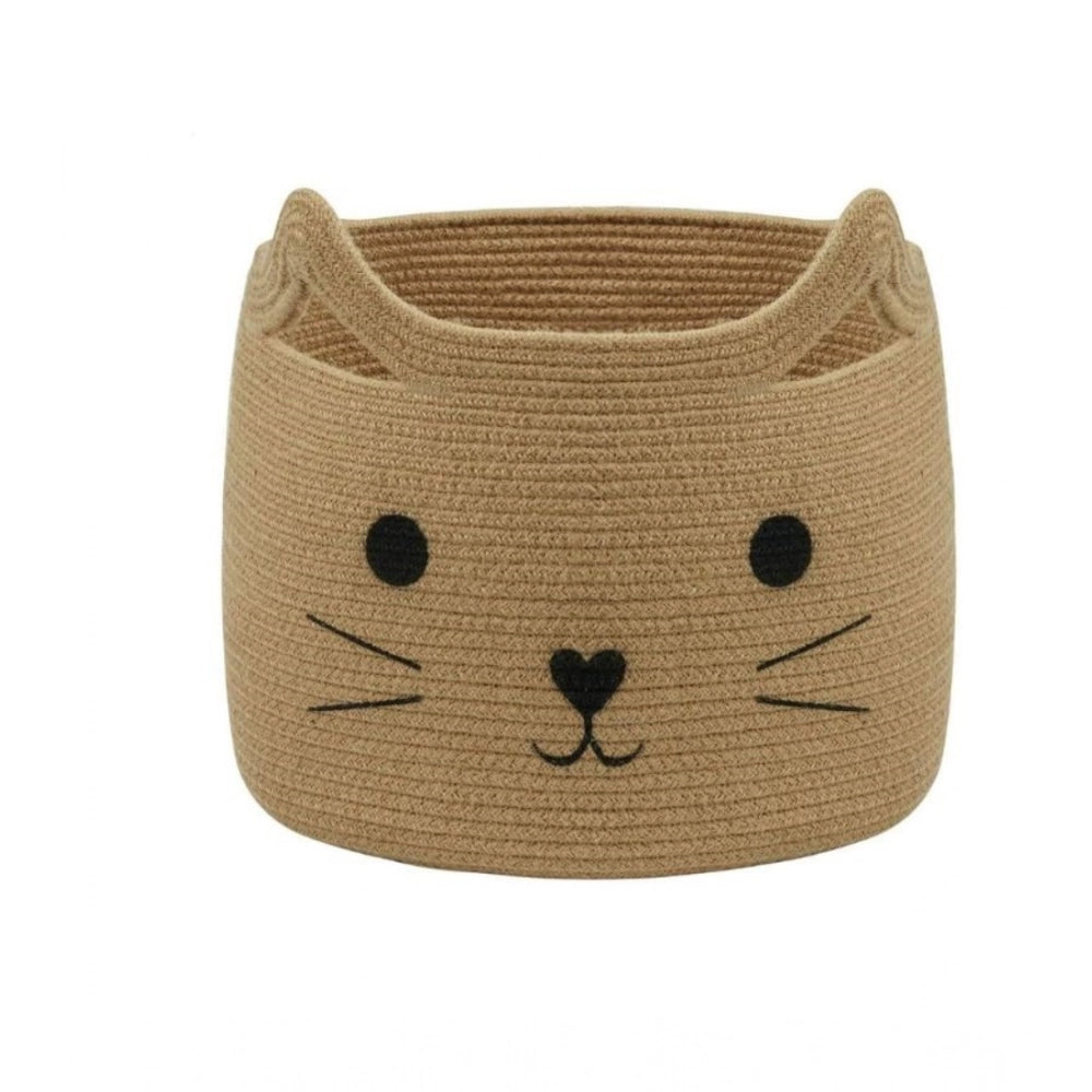 Amfyn Cotton Large Storage Cat Basket 15x11 Inch Pack of 1 (Beige)