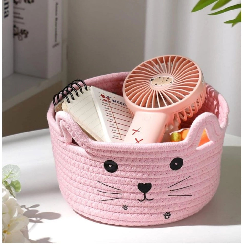 Amfyn Cotton Small Cat With Face Basket Pack of 1 (Pink)