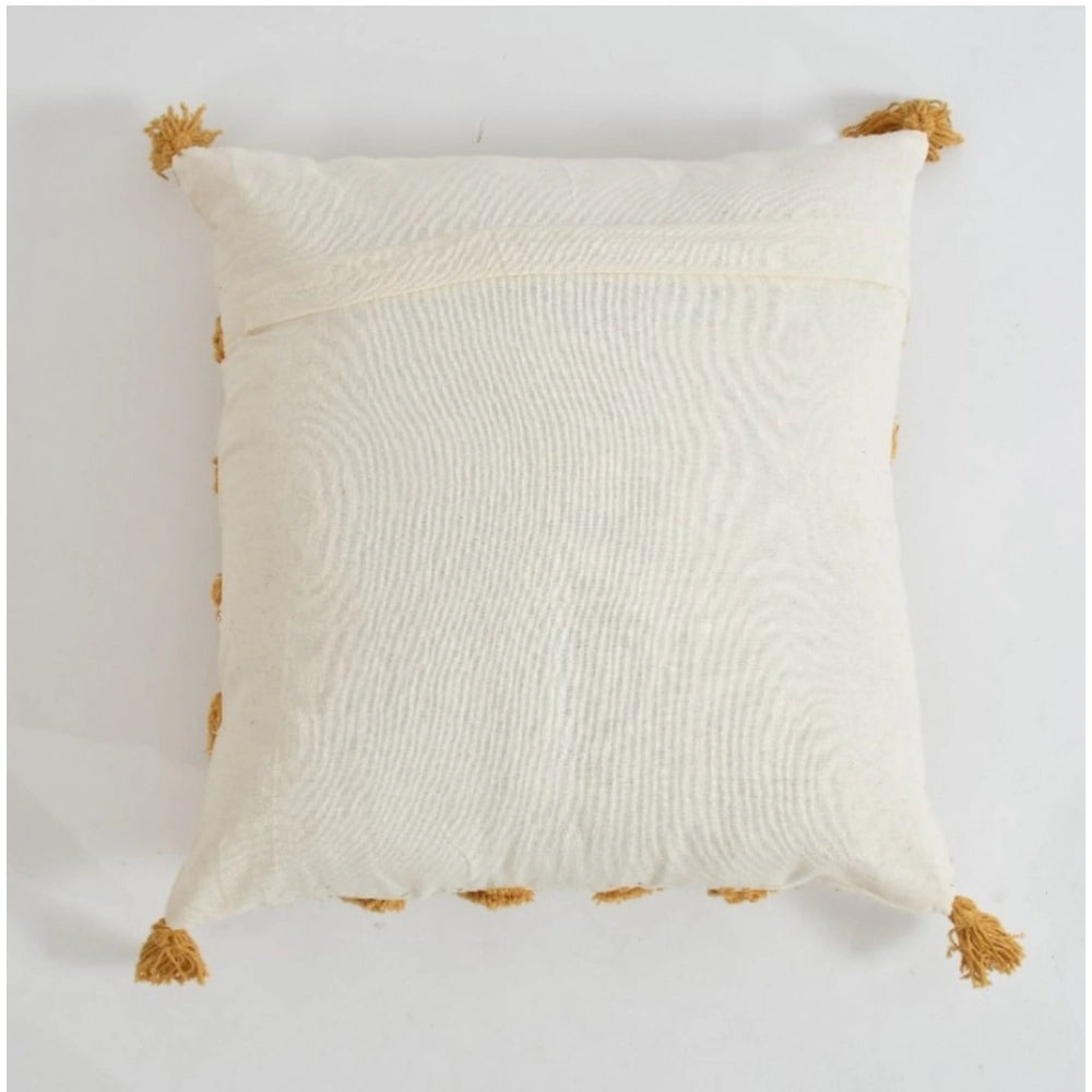 Amfyn Cotton Diamond Tufted Cushion Pillow Cover 16x16 Inch Pack of 2 (Yellow)