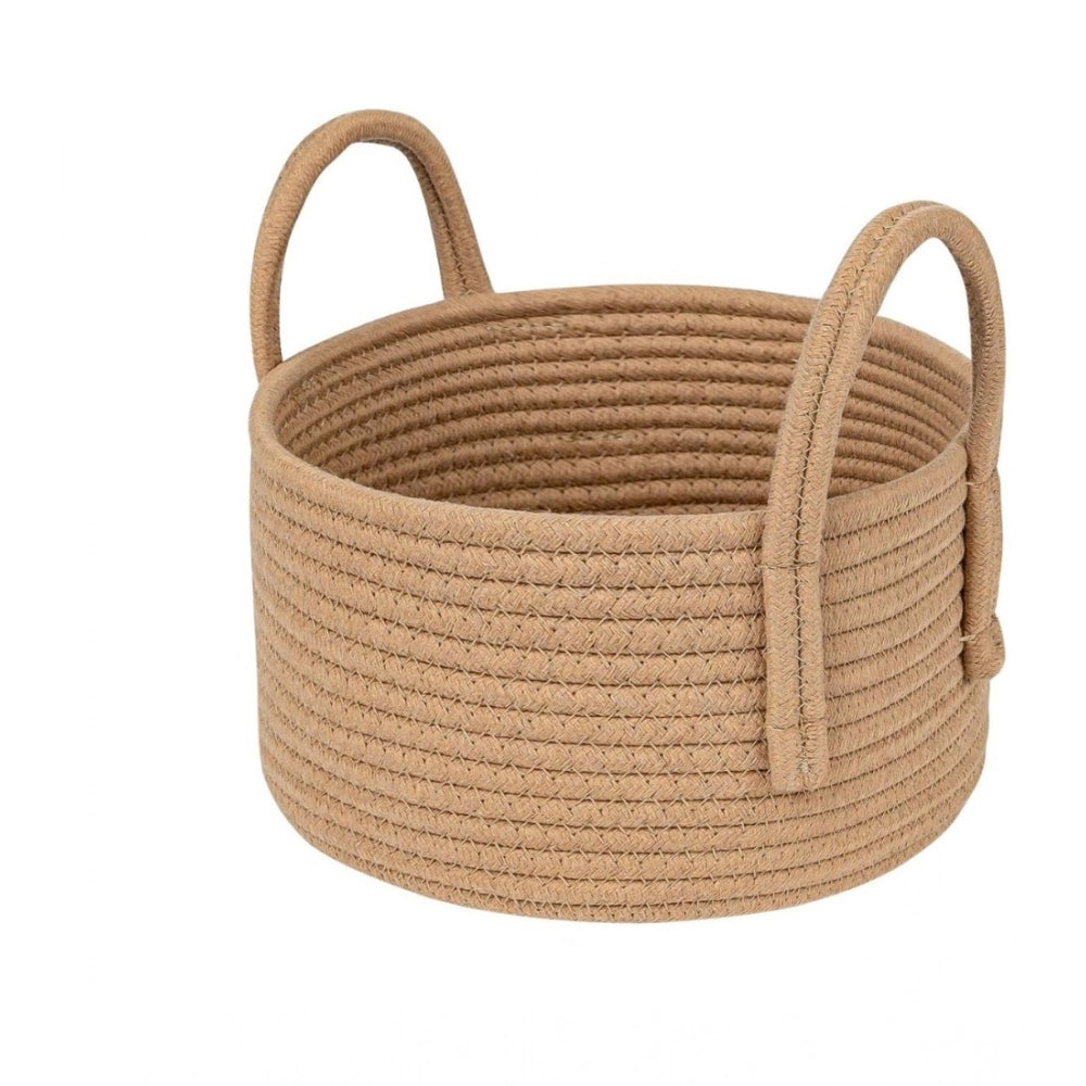 Amfyn Cotton Round Storage Rope Woven Baskets Pack of 2 (Beige)