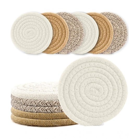 Amfyn Cotton Rope Drink Coasters 6 Pcs Set (Multicolor)