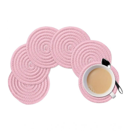 Amfyn Cotton Rope Drink Coasters 6 Pcs Set (Baby Pink)
