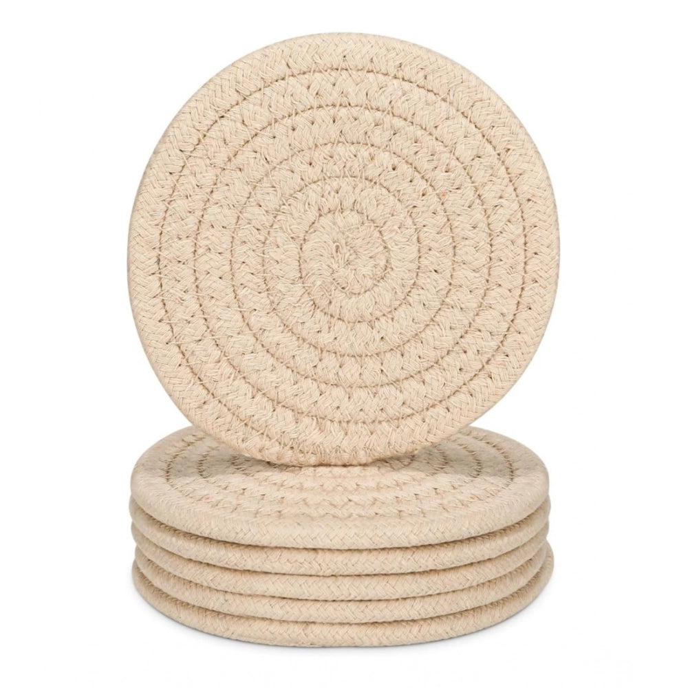 Amfyn Cotton Rope Drink Coasters 6 Pcs Set (Cream)
