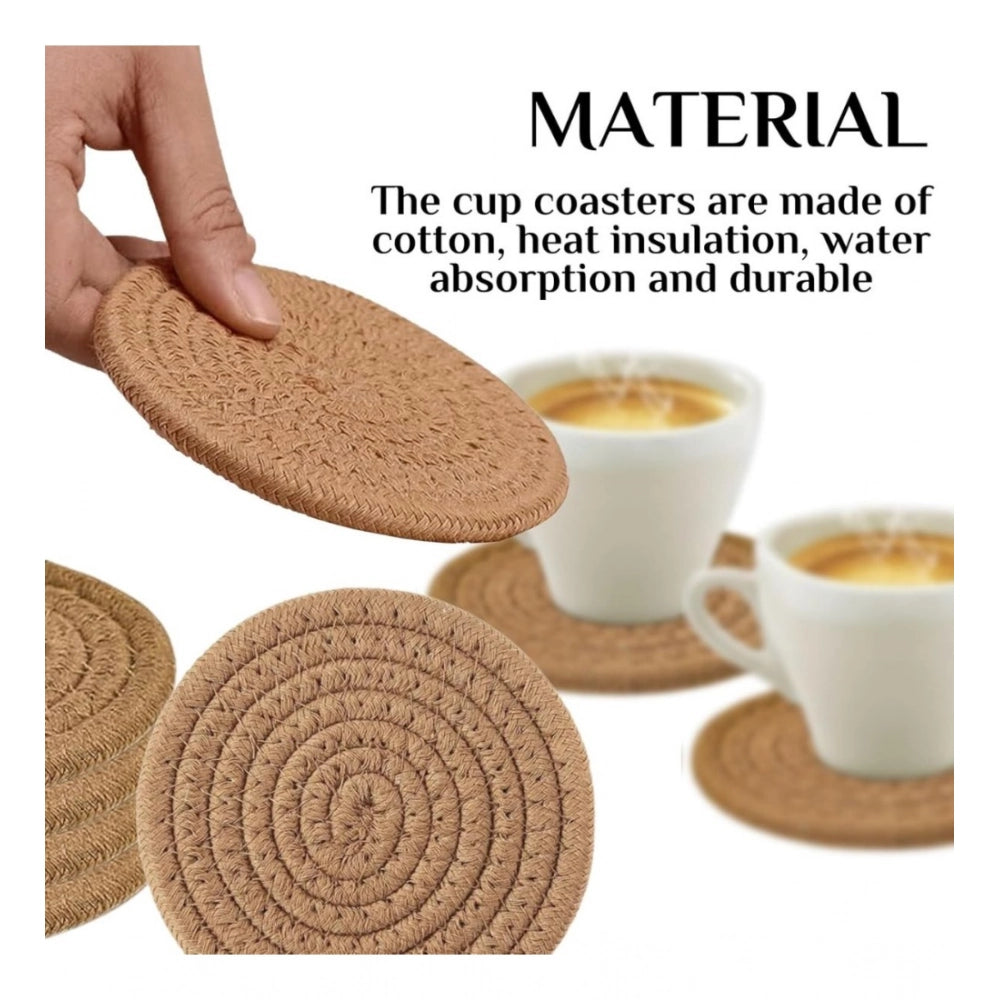Amfyn Cotton Rope Drink Coasters 4 Pcs Set (Beige)