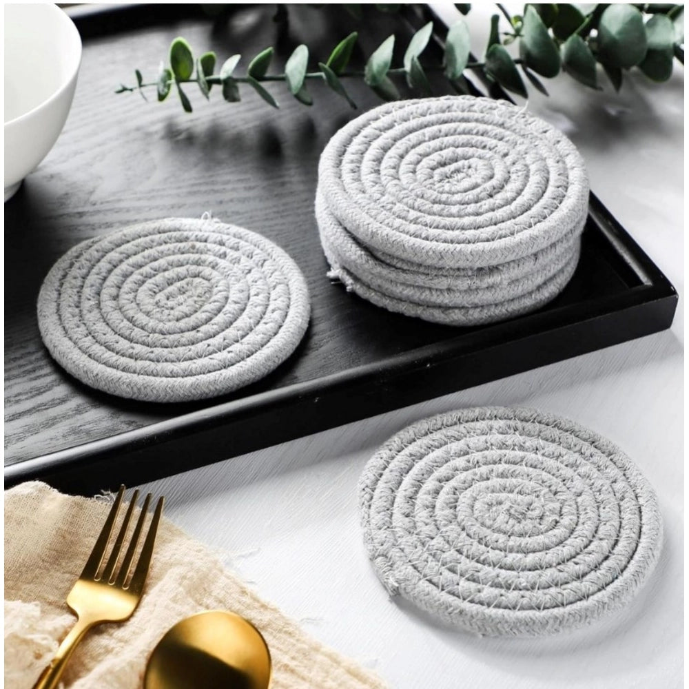 Amfyn Cotton Rope Drink Coasters 6 Pcs Set (Grey)