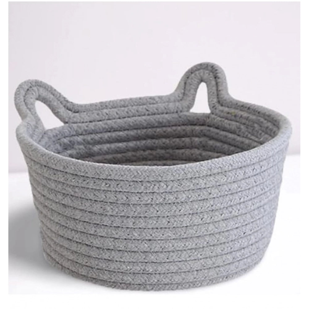 Amfyn Cotton Plain Cat Basket 9x5 Inch Pack of 1 (Grey)
