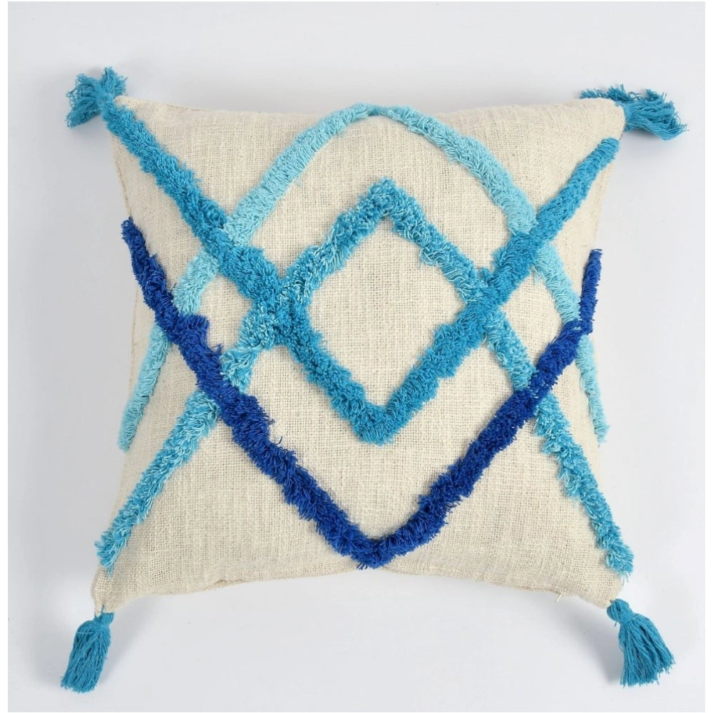 Amfyn Cotton Tufted Cushion Pillow Cover 16x16 Inch Pack of 2 (Slug Double)