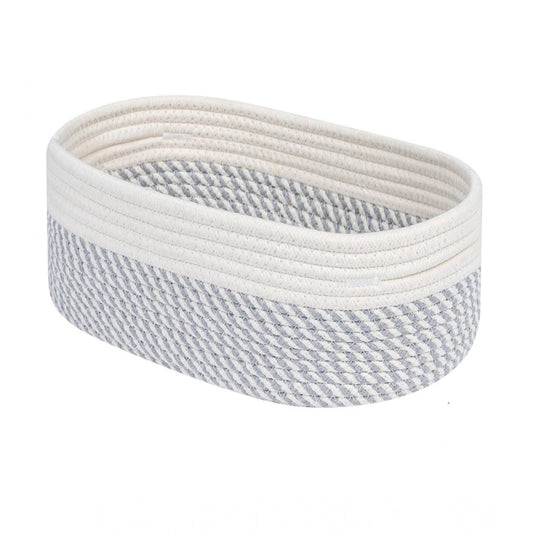 Amfyn Cotton Oval Storage Rope Woven Baskets Pack of 1 (Grey White)