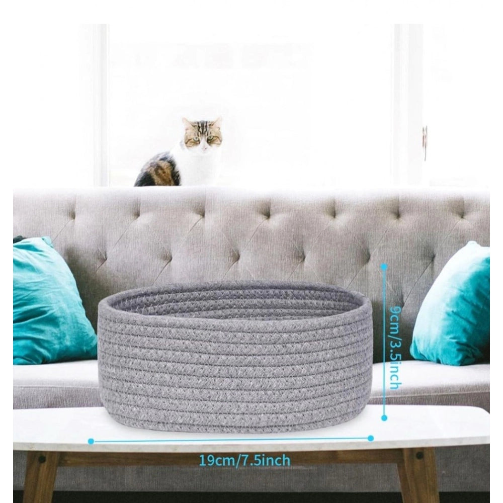 Amfyn Cotton Storage Rope Woven Baskets Pack of 2 (Grey)