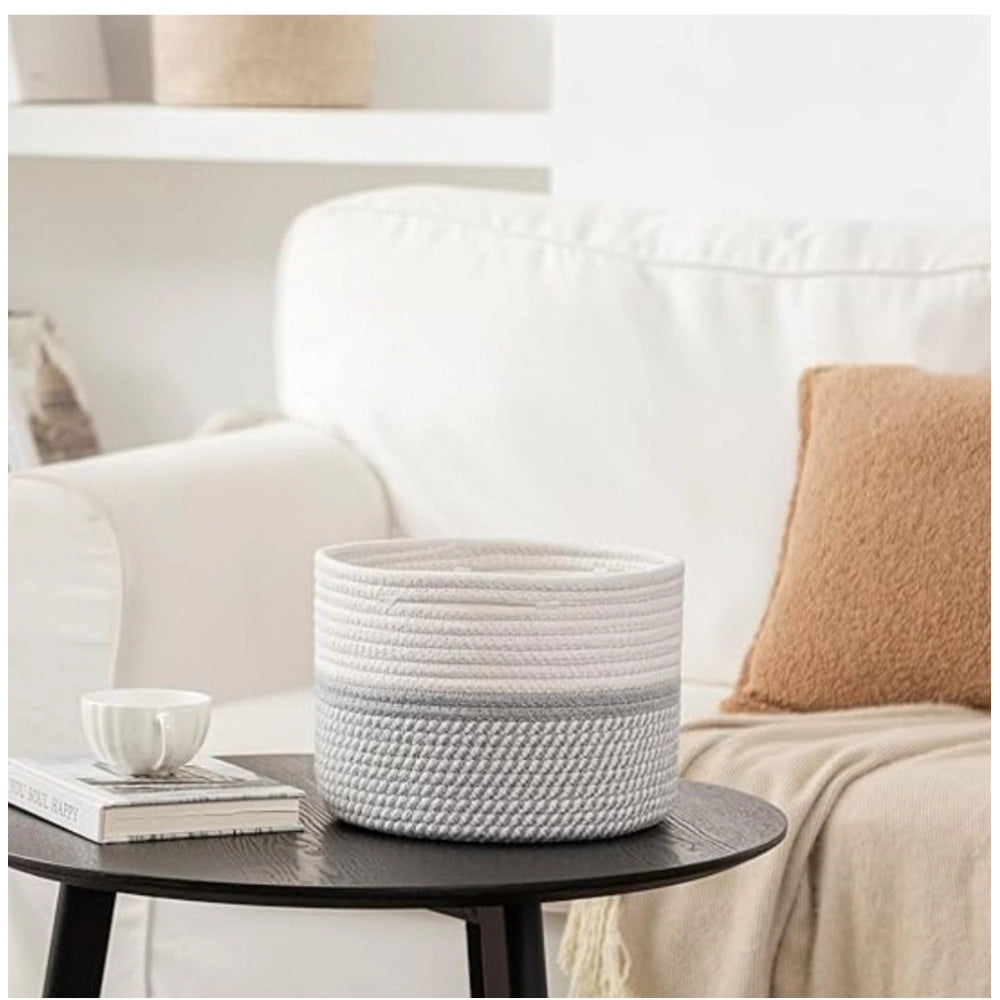 Amfyn Cotton Storage Rope Woven Baskets 9x7 Inch Pack of 1 (Grey)