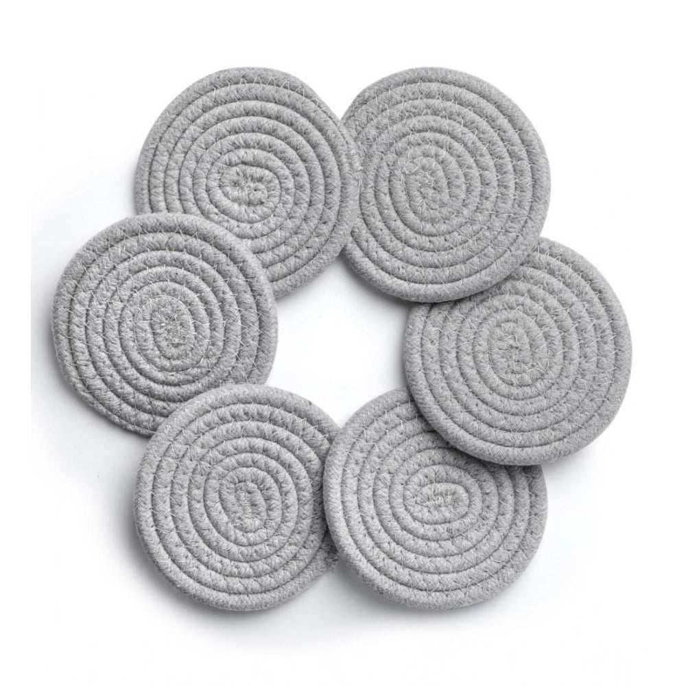 Amfyn Cotton Rope Drink Coasters 6 Pcs Set (Grey)