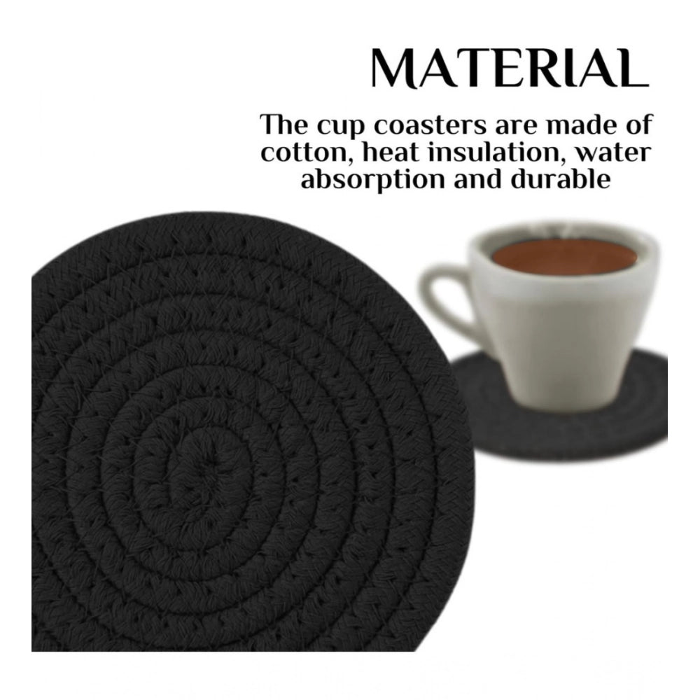 Amfyn Cotton Rope Drink Coasters 4 Pcs Set (Black)