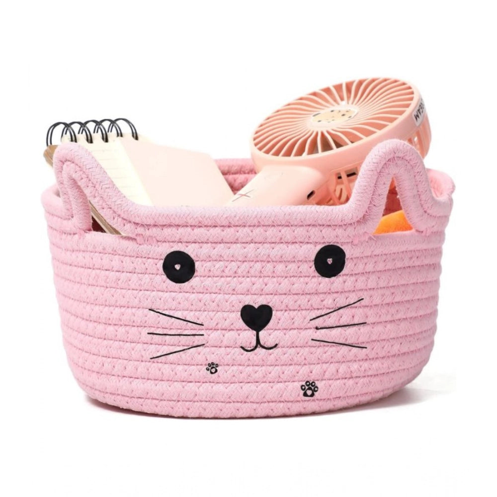 Amfyn Cotton Small Cat With Face Basket Pack of 1 (Pink)