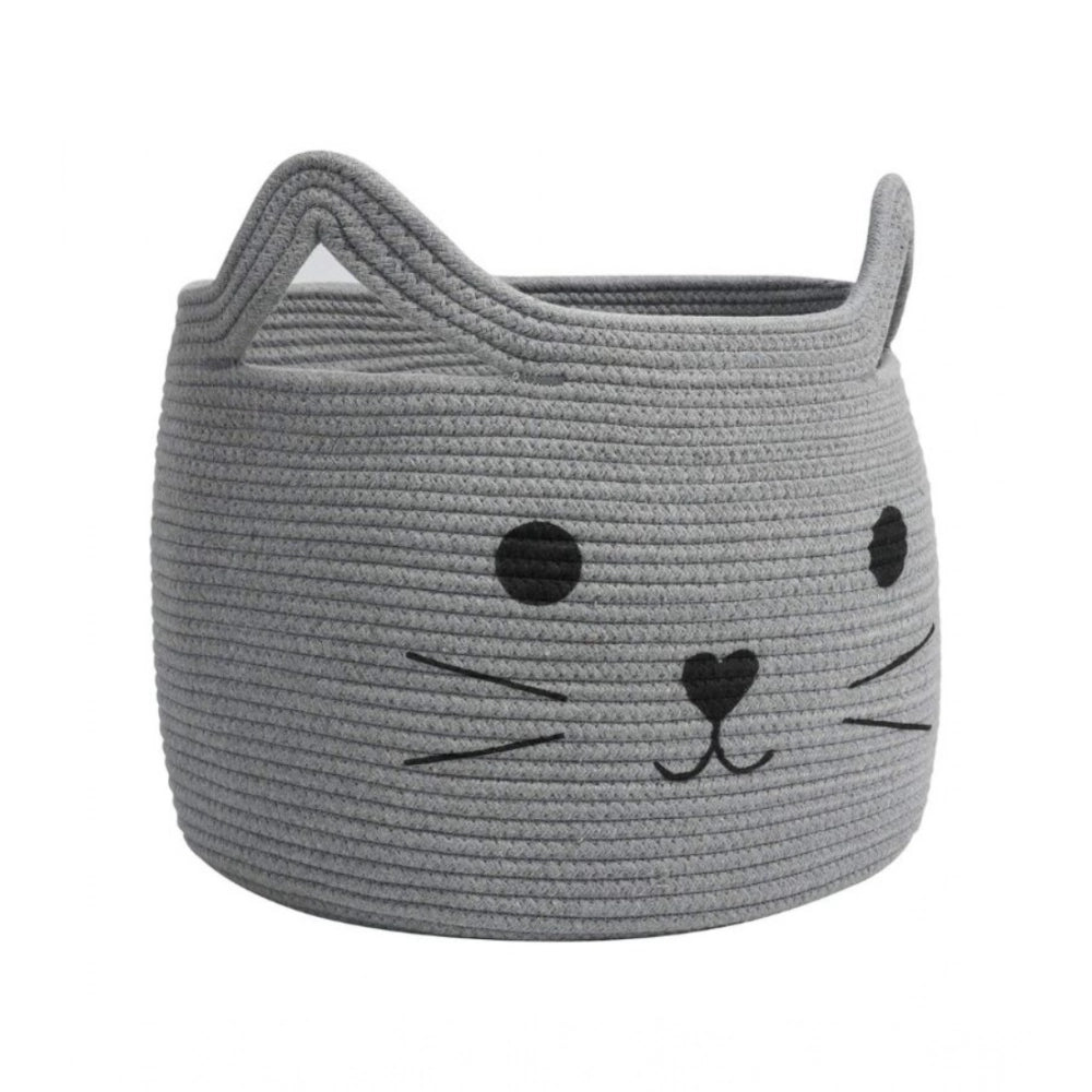 Amfyn Cotton Large Storage Cat Basket 15x11 Inch Pack of 1 (Grey)