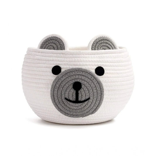Amfyn Cotton Bear Shaped Storage Baskets Pack of 1 (White)