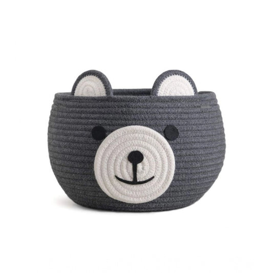 Amfyn Cotton Bear Shaped Storage Baskets Pack of 1 (Grey)