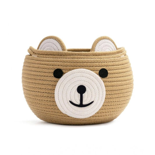 Amfyn Cotton Bear Shaped Storage Baskets Pack of 1 (Beige)