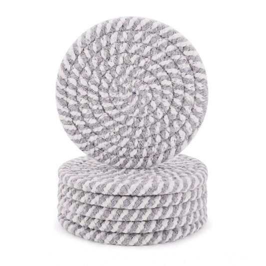 Amfyn Cotton Rope Drink Coasters 6 Pcs Set (Grey White)