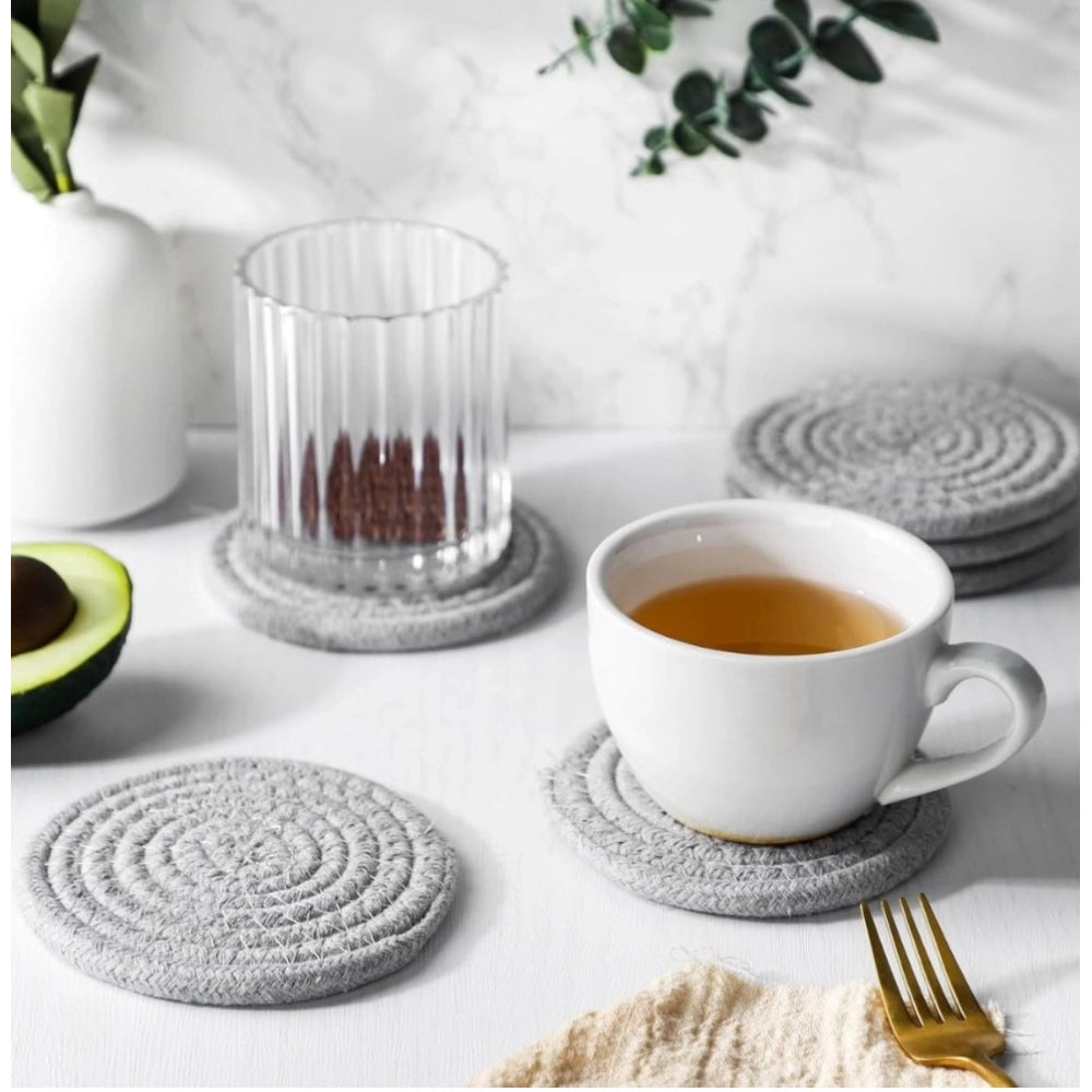 Amfyn Cotton Rope Drink Coasters 6 Pcs Set (Grey)