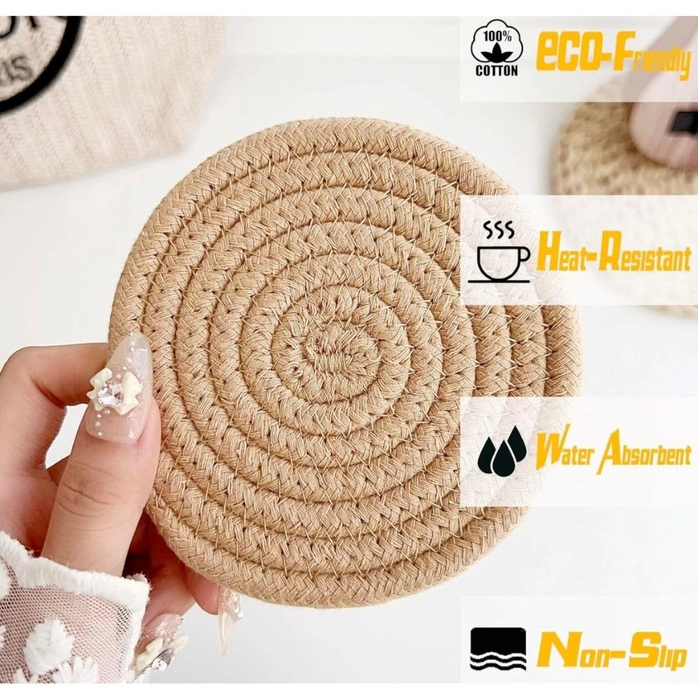 Amfyn Cotton Rope Drink Coasters 6 Pcs Set (Multicolor)